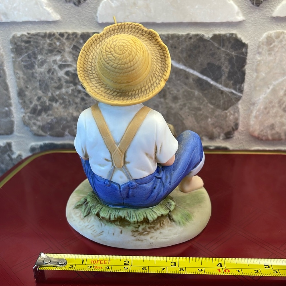 Homco little BOY 👦 fishing with his 🐶 PUPPY FIGURINE #1466. Purchased 1985 - Picture 3 of 6
